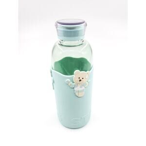 Starbucks Mint Glass Water Bottle with Bear Sleeve / Collectible Limited Design